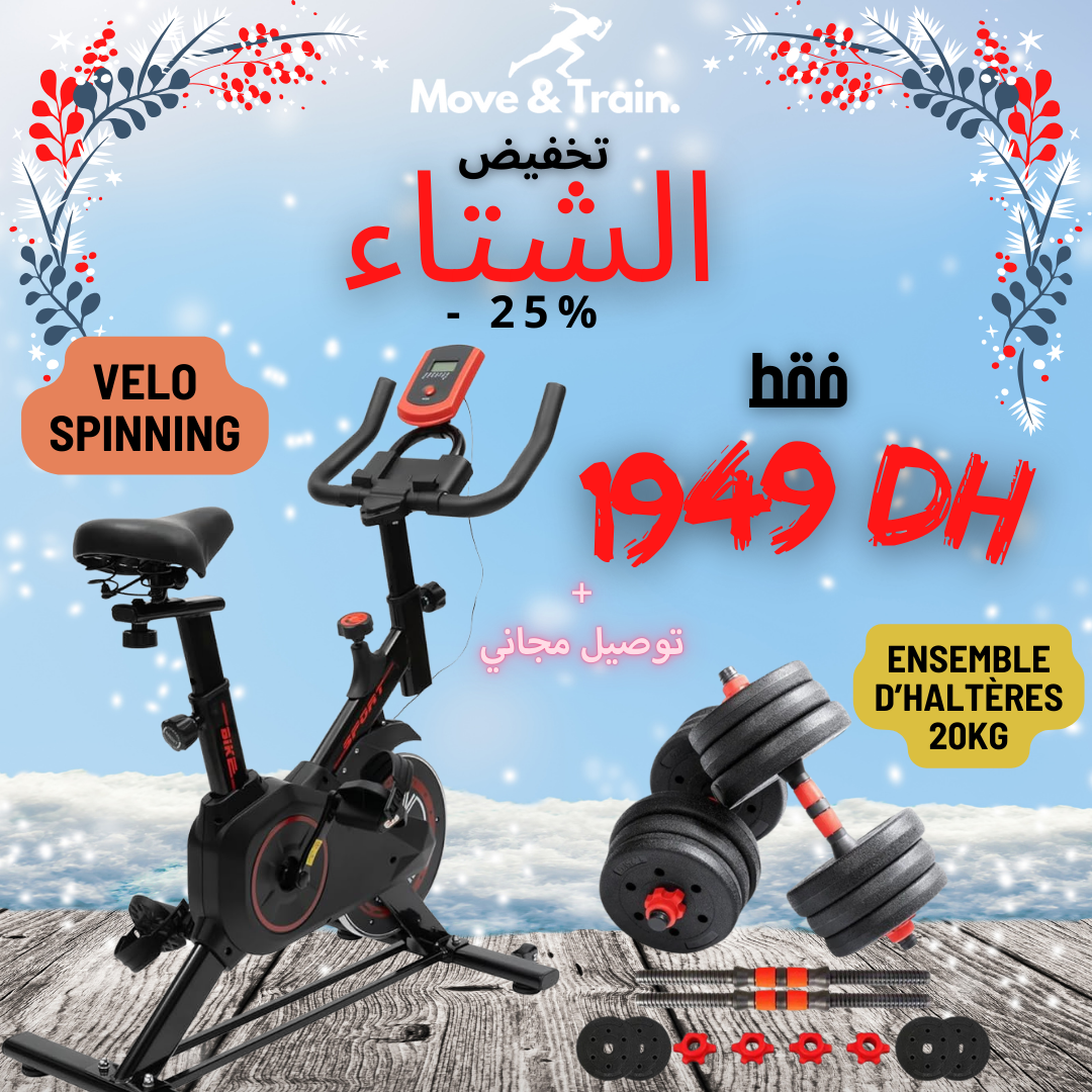 Pack vélo spinning + Ensemble d’haltères 20 kg